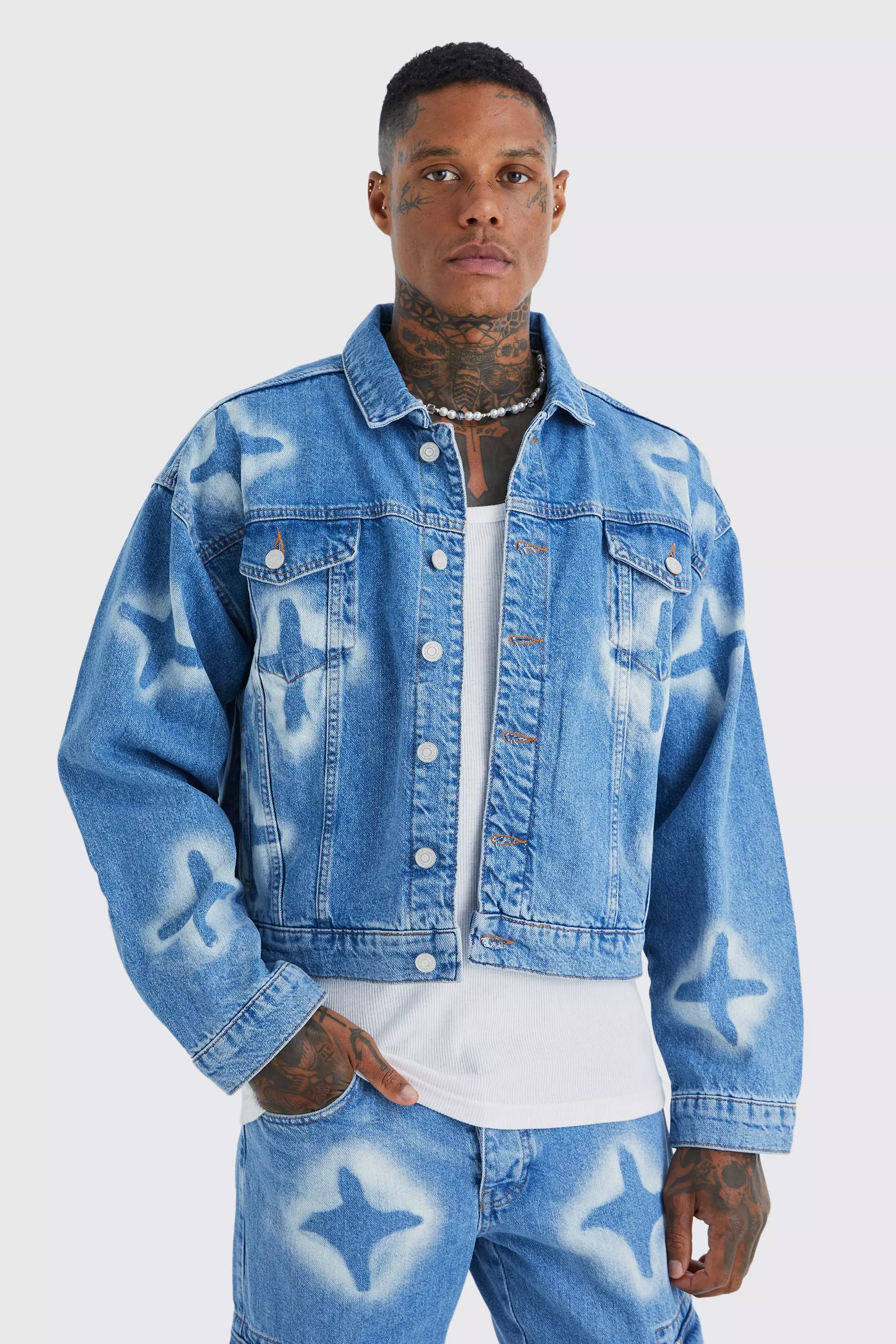 Graphic deals jean jacket